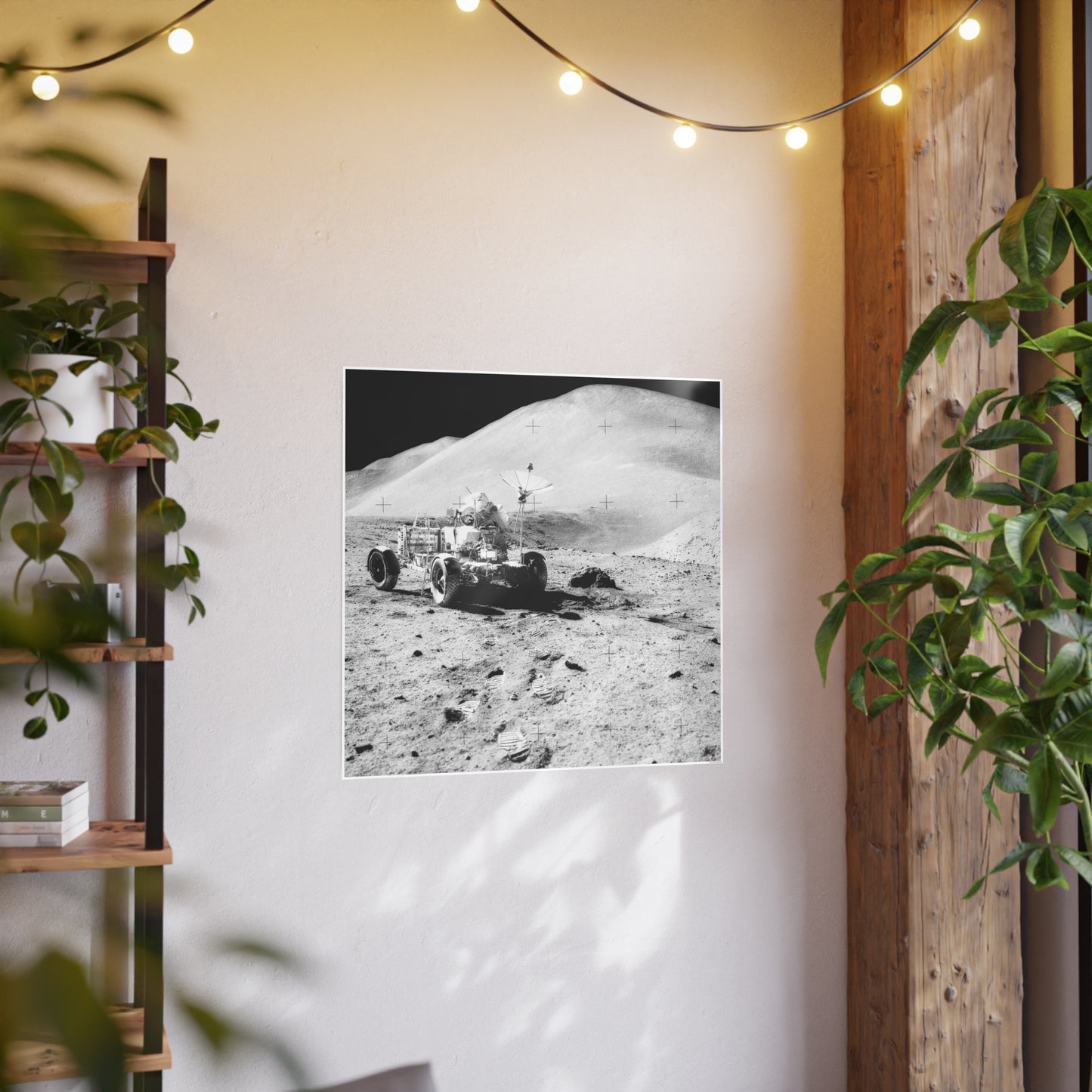 Vintage Moon Rover Art Poster - Black and White Photo Print for Space Enthusiasts