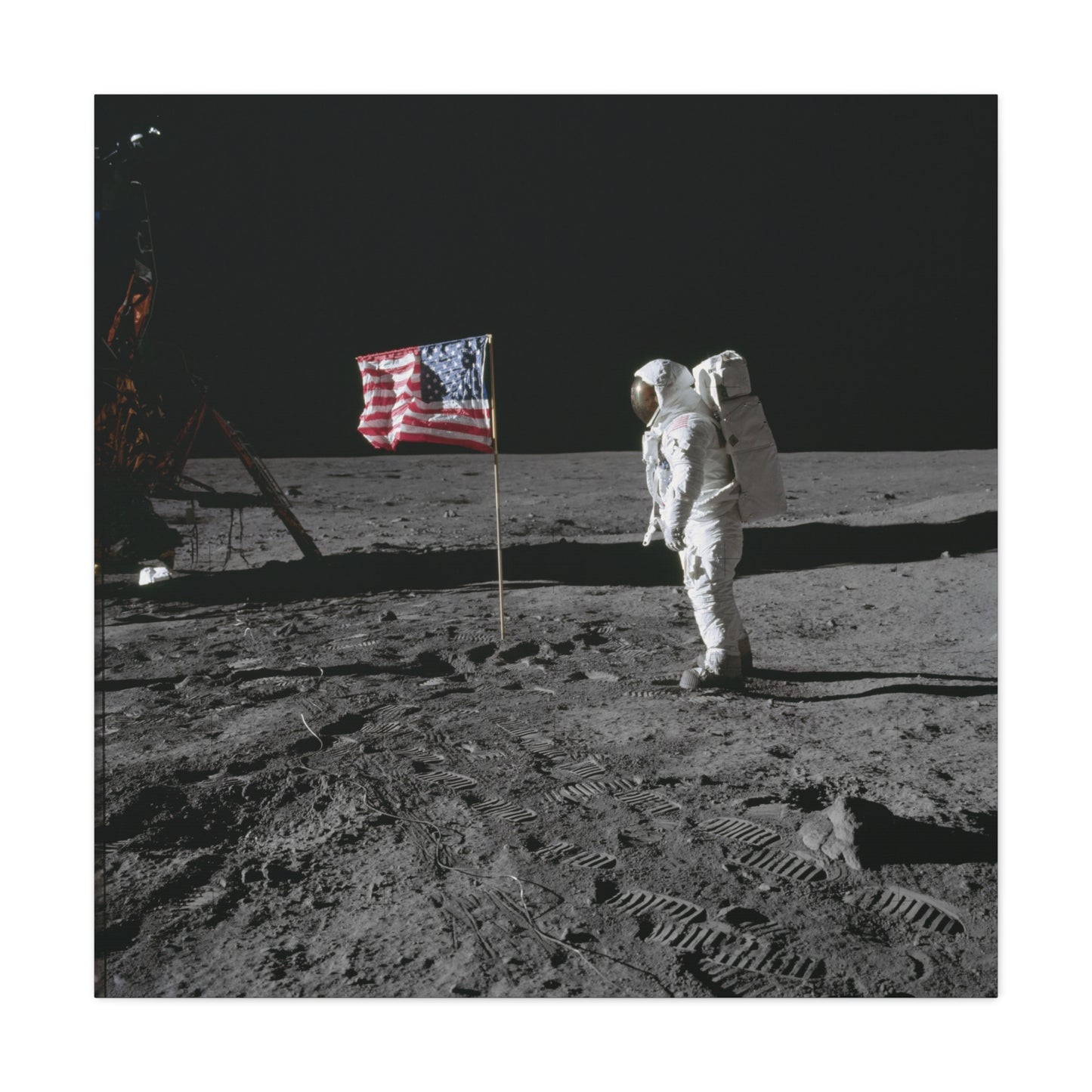 Astronaut Moon Landing Canvas Print - 1.25" Stretched Wall Art