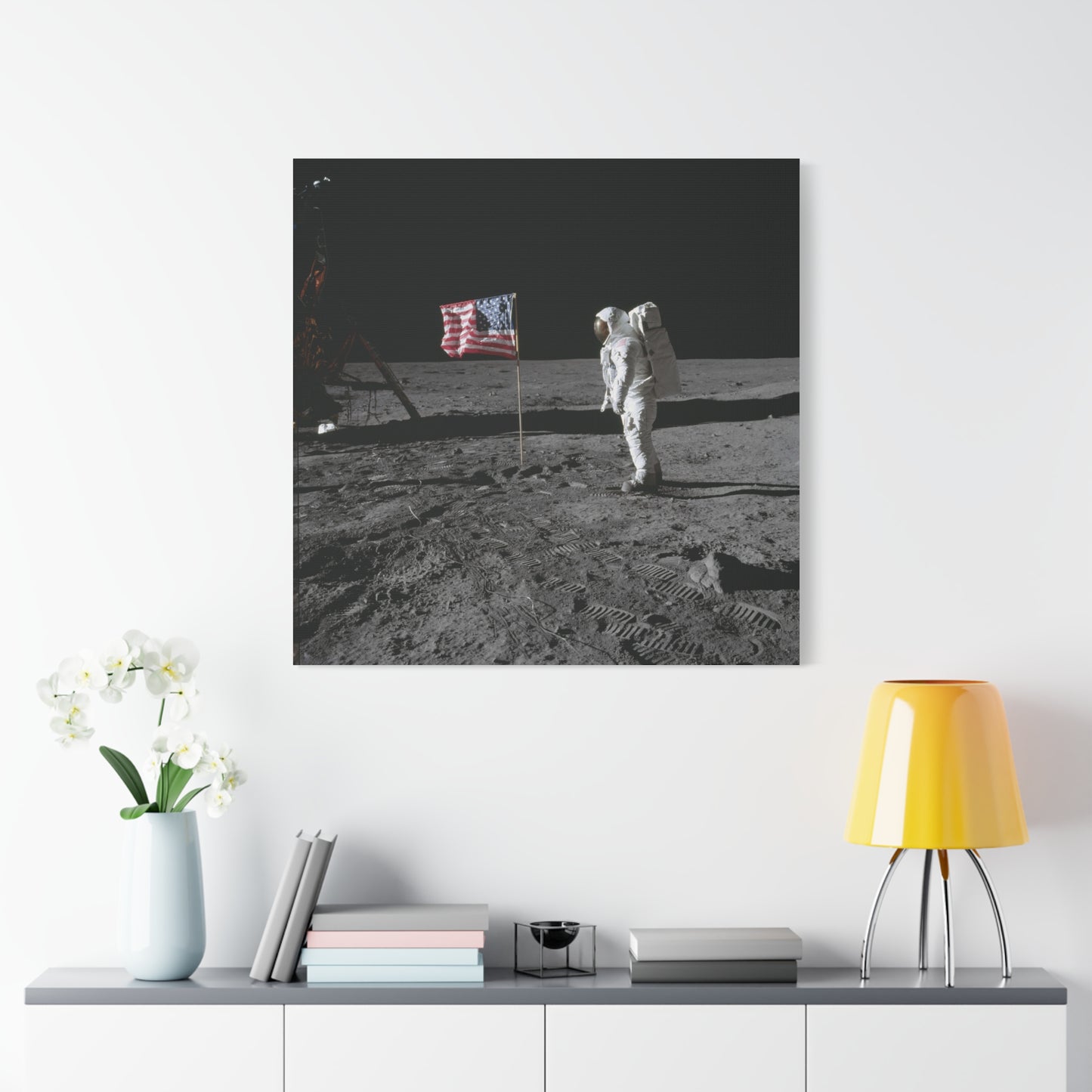 Astronaut Moon Landing Canvas Print - 1.25" Stretched Wall Art