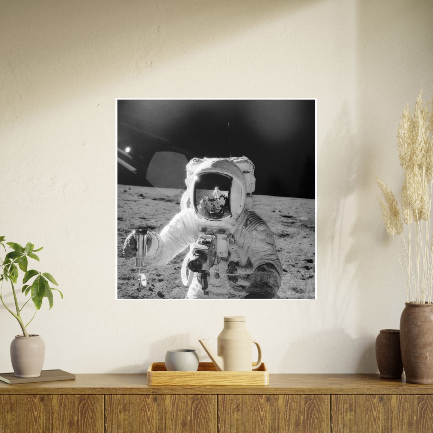 Astronaut Photo Art Poster - Black and White Space Decor for Home