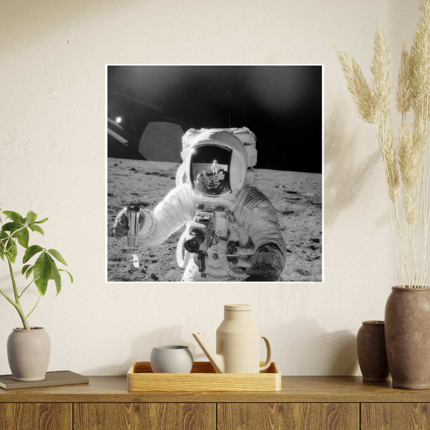 Astronaut Photo Art Poster - Black and White Space Decor for Home