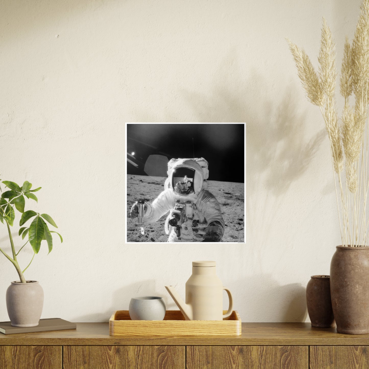 Astronaut Photo Art Poster - Black and White Space Decor for Home
