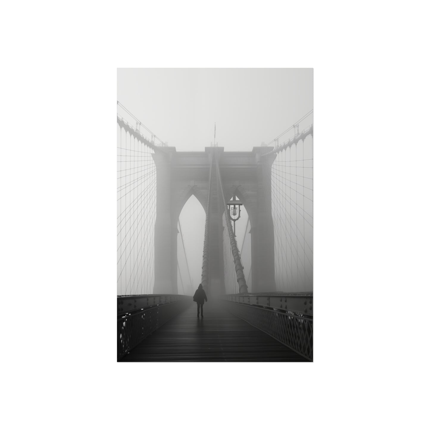 Brooklyn Bridge Fog Art Poster - Minimalist Wall Decor for Home & Office