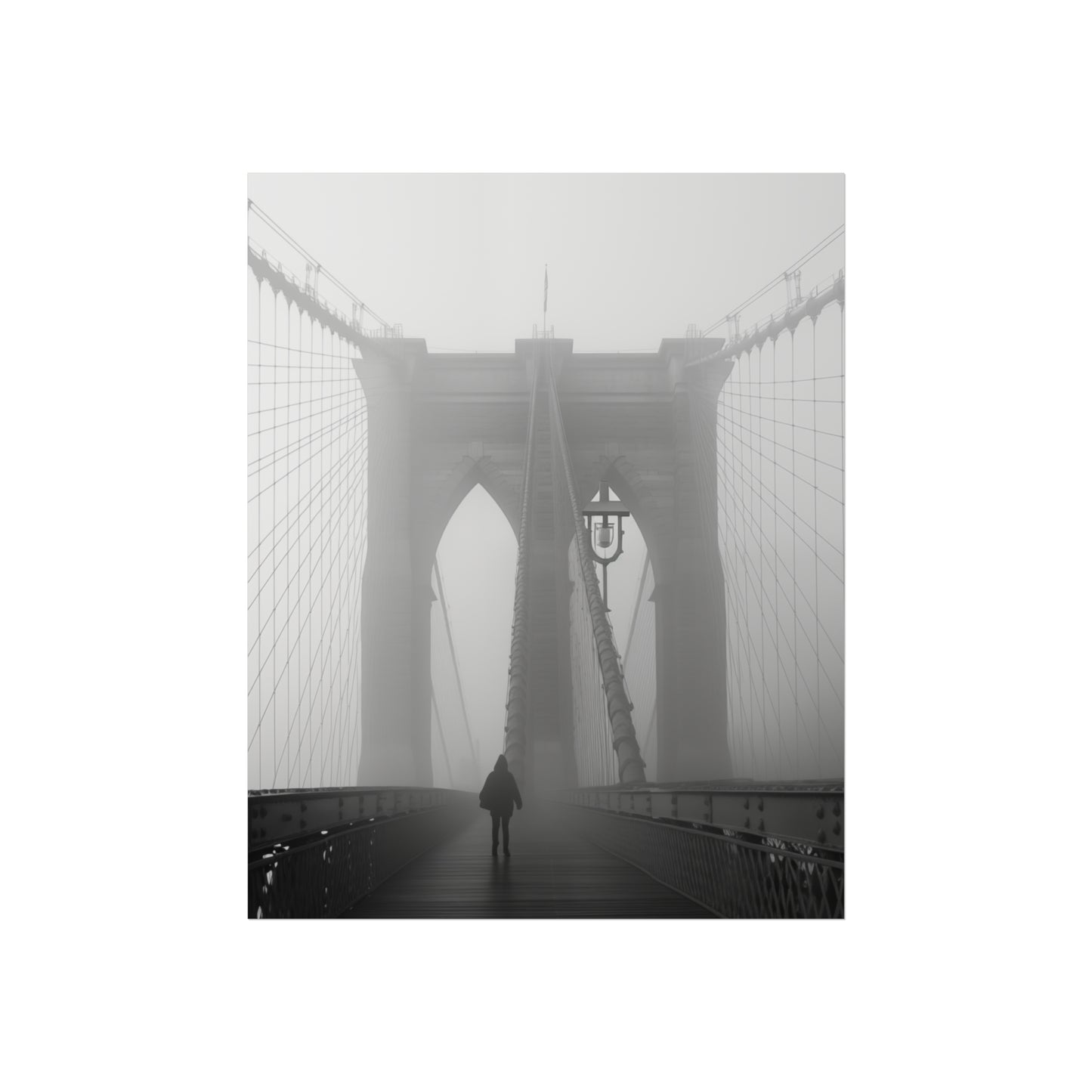 Brooklyn Bridge Fog Art Poster - Minimalist Wall Decor for Home & Office