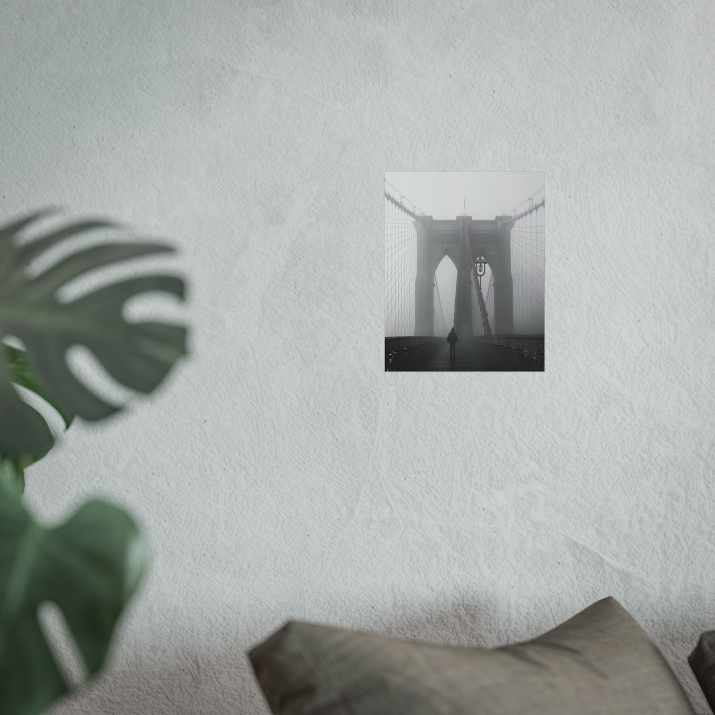 Brooklyn Bridge Fog Art Poster - Minimalist Wall Decor for Home & Office