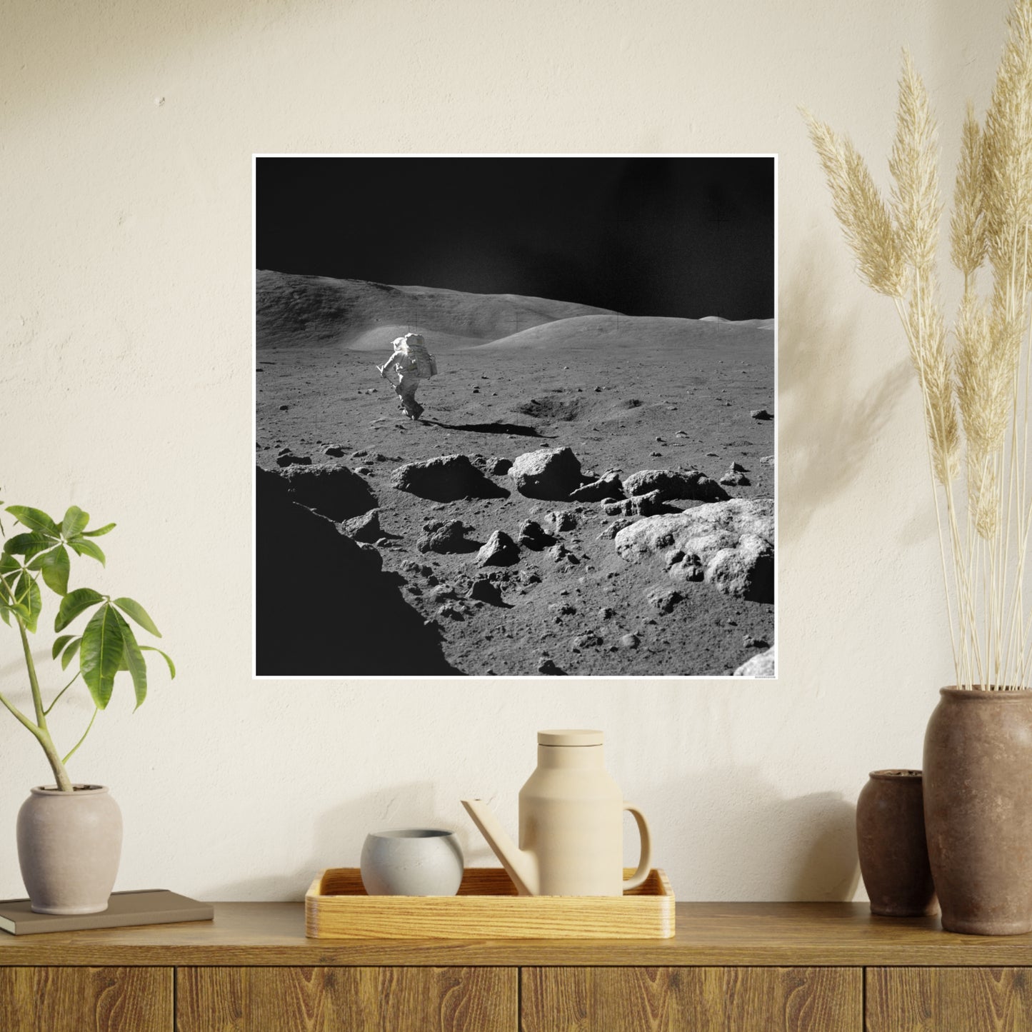 Vintage Moon Poster - Black and White Photo Print for Space Enthusiasts